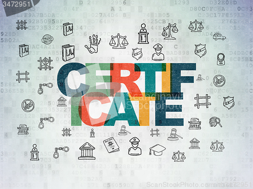 Image of Law concept: Certificate on Digital Paper background