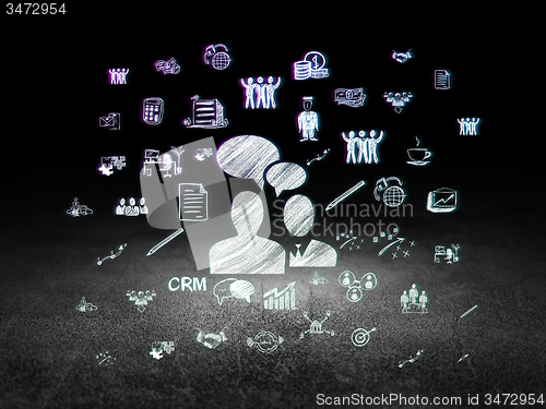 Image of Business concept: Business Meeting in grunge dark room