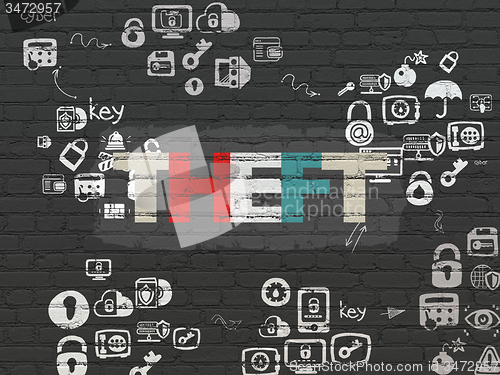 Image of Privacy concept: Theft on wall background