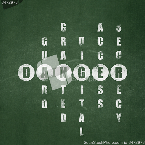 Image of Protection concept: word Danger in solving Crossword Puzzle