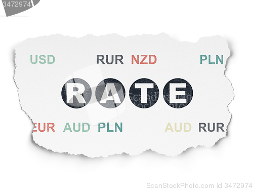 Image of Money concept: Rate on Torn Paper background