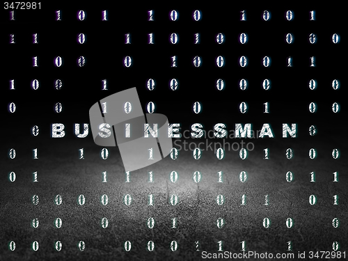 Image of Business concept: Businessman in grunge dark room