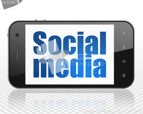 Image of Social media concept: Smartphone with Social Media on display