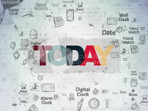 Image of Time concept: Today on Digital Paper background
