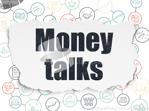 Image of Finance concept: Money Talks on Torn Paper background