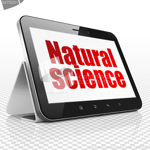 Image of Science concept: Tablet Computer with Natural Science on display