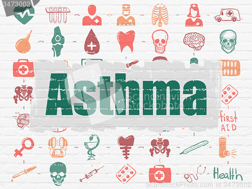 Image of Medicine concept: Asthma on wall background