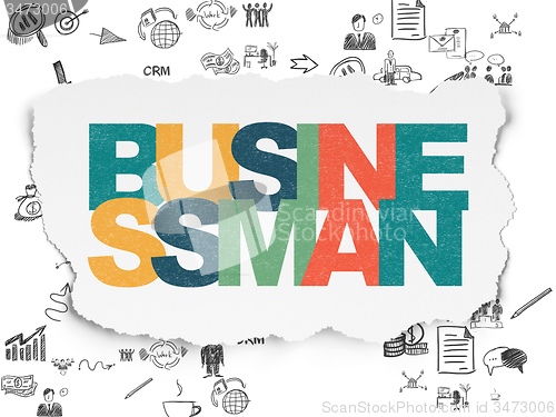 Image of Finance concept: Businessman on Torn Paper background