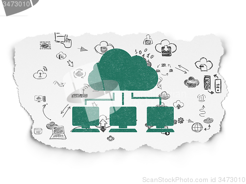 Image of Cloud technology concept: Cloud Network on Torn Paper background