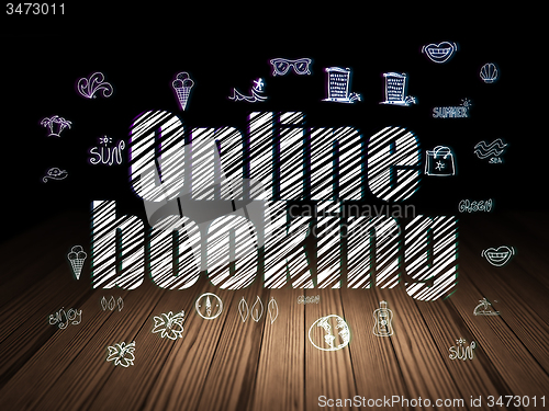 Image of Travel concept: Online Booking in grunge dark room