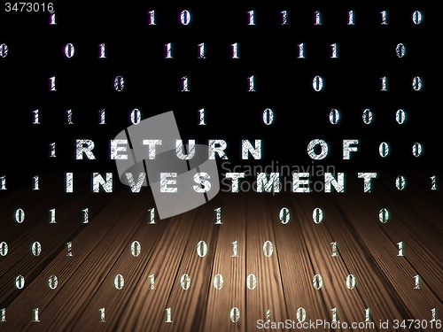 Image of Finance concept: Return of Investment in grunge dark room