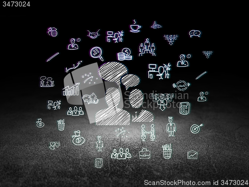 Image of Finance concept: Business Meeting in grunge dark room