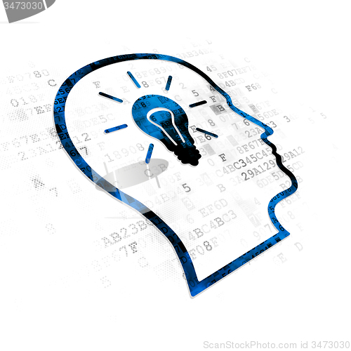 Image of Finance concept: Head With Lightbulb on Digital background
