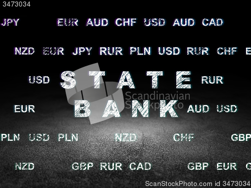 Image of Currency concept: State Bank in grunge dark room