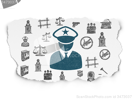 Image of Law concept: Police on Torn Paper background