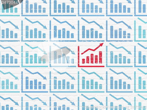 Image of Business concept: growth graph icon on wall background