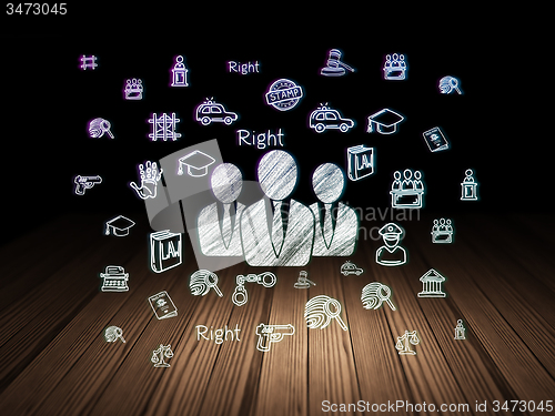 Image of Law concept: Business People in grunge dark room