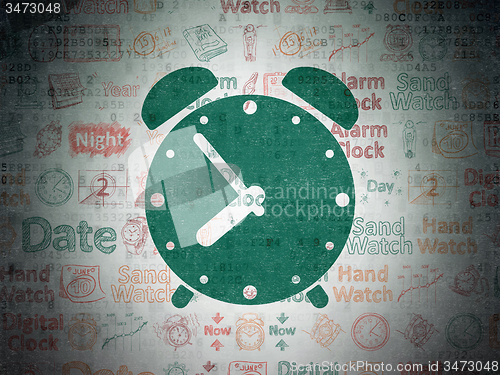 Image of Timeline concept: Alarm Clock on Digital Paper background