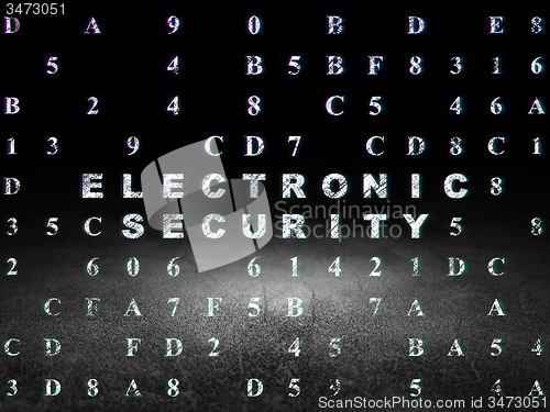 Image of Security concept: Electronic Security in grunge dark room