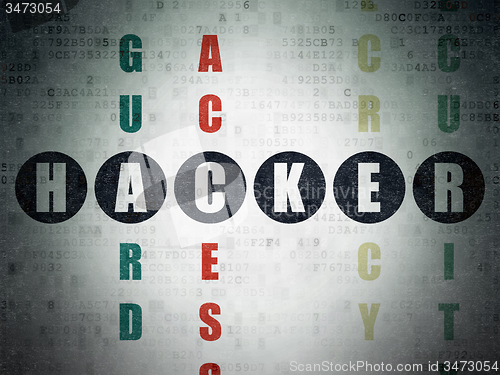 Image of Safety concept: word Hacker in solving Crossword Puzzle