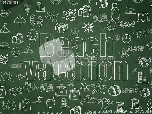 Image of Travel concept: Beach Vacation on School Board background