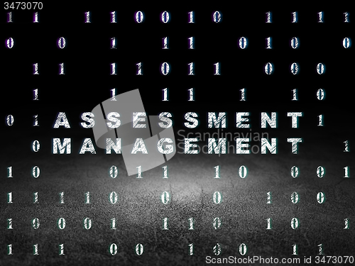 Image of Finance concept: Assessment Management in grunge dark room