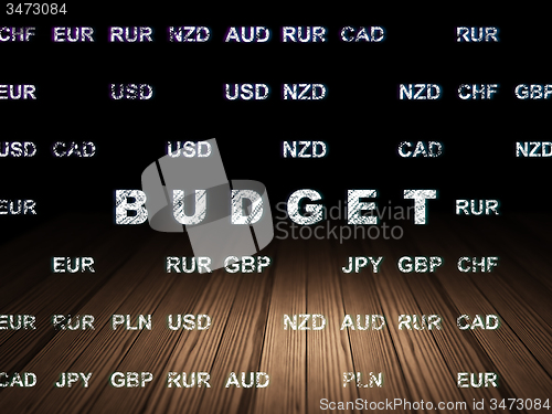 Image of Money concept: Budget in grunge dark room