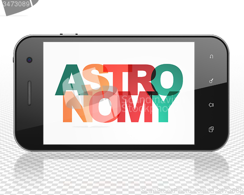 Image of Science concept: Smartphone with Astronomy on  display