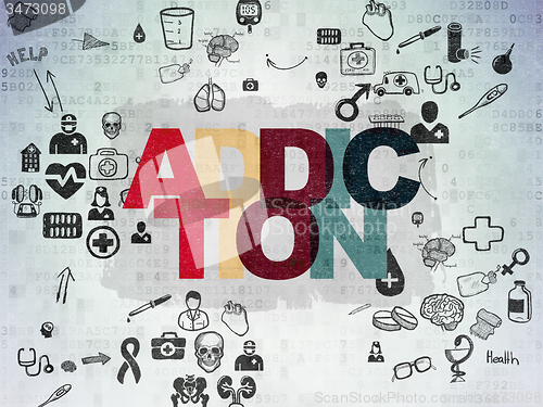 Image of Medicine concept: Addiction on Digital Paper background