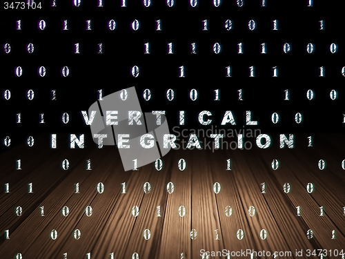 Image of Finance concept: Vertical Integration in grunge dark room