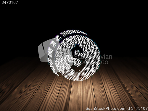 Image of Banking concept: Dollar Coin in grunge dark room