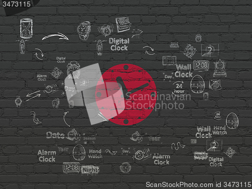 Image of Time concept: Clock on wall background