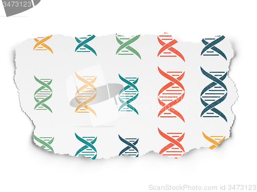 Image of Healthcare concept: DNA icons on Torn Paper background