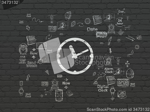 Image of Time concept: Clock on wall background