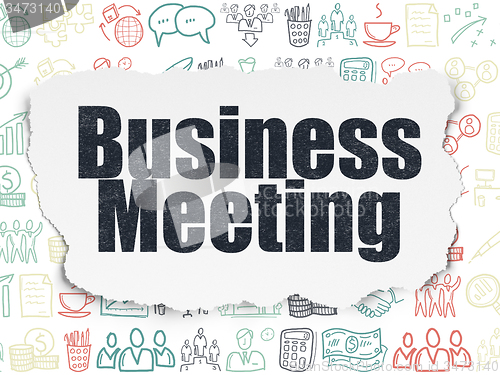 Image of Finance concept: Business Meeting on Torn Paper background