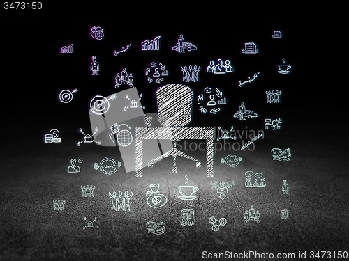 Image of Business concept: Office in grunge dark room