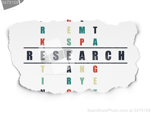 Image of Advertising concept: word Research in solving Crossword Puzzle