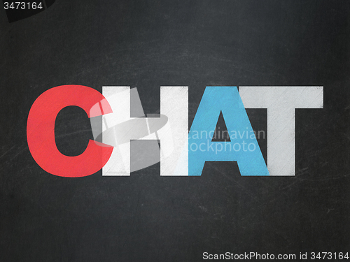 Image of Web development concept: Chat on School Board background