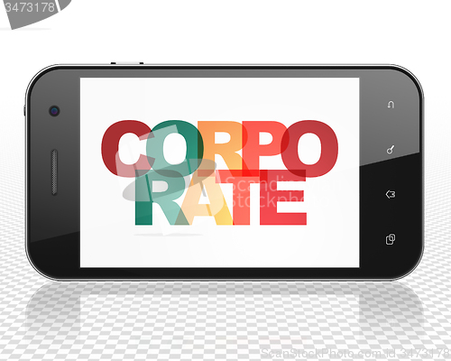 Image of Business concept: Smartphone with Corporate on  display