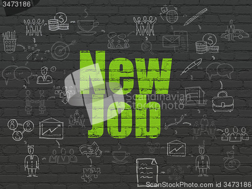 Image of Finance concept: New Job on wall background