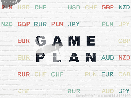 Image of Business concept: Game Plan on wall background