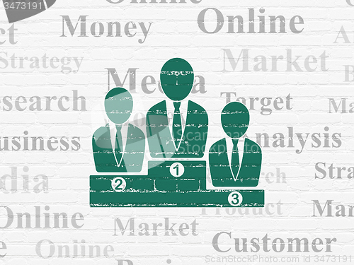 Image of Marketing concept: Business Team on wall background