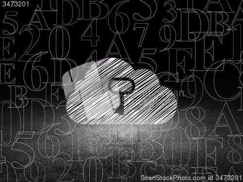 Image of Cloud technology concept: Cloud With Key in grunge dark room