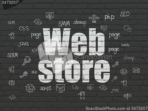 Image of Web development concept: Web Store on wall background
