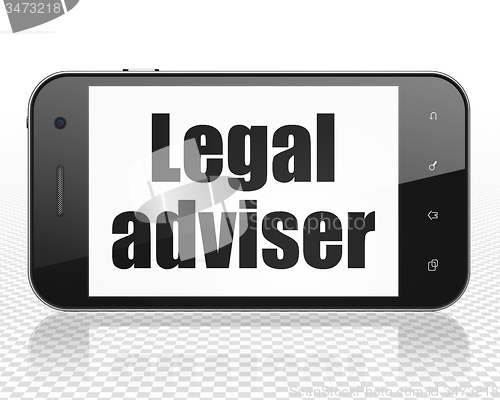 Image of Law concept: Smartphone with Legal Adviser on display