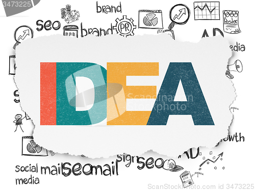 Image of Advertising concept: Idea on Torn Paper background