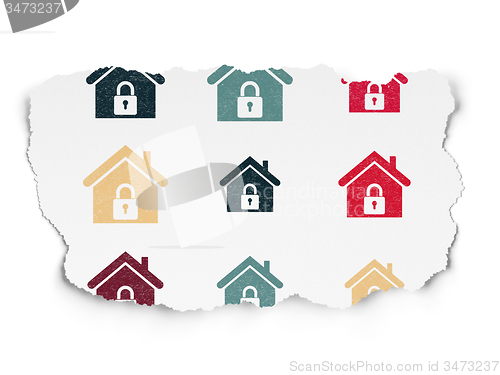 Image of Business concept: Home icons on Torn Paper background