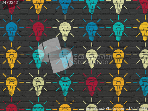 Image of Business concept: Light Bulb icons on wall background