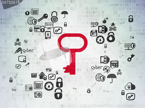 Image of Security concept: Key on Digital Paper background