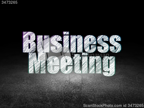 Image of Business concept: Business Meeting in grunge dark room
